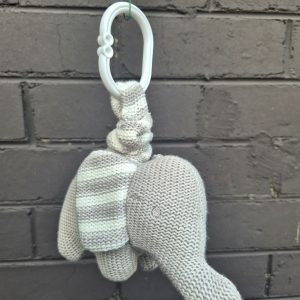 Knitted Grey Elephant Pram Toy